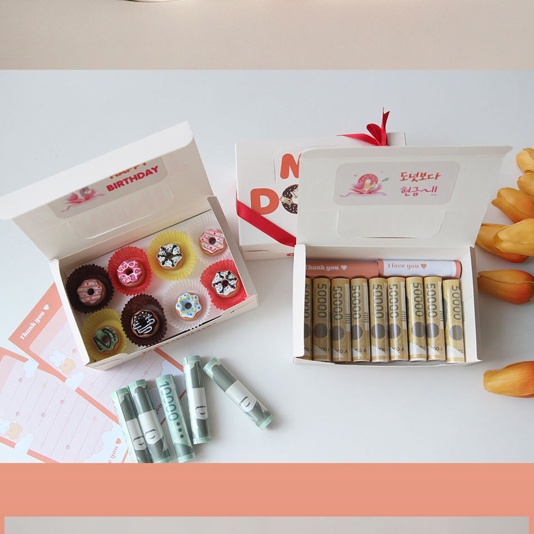 도넛 용돈박스 남편생일이벤트 기념일선물 어버이날 반전케이크 용돈케이스 출산이벤트 - 상세 이미지 2