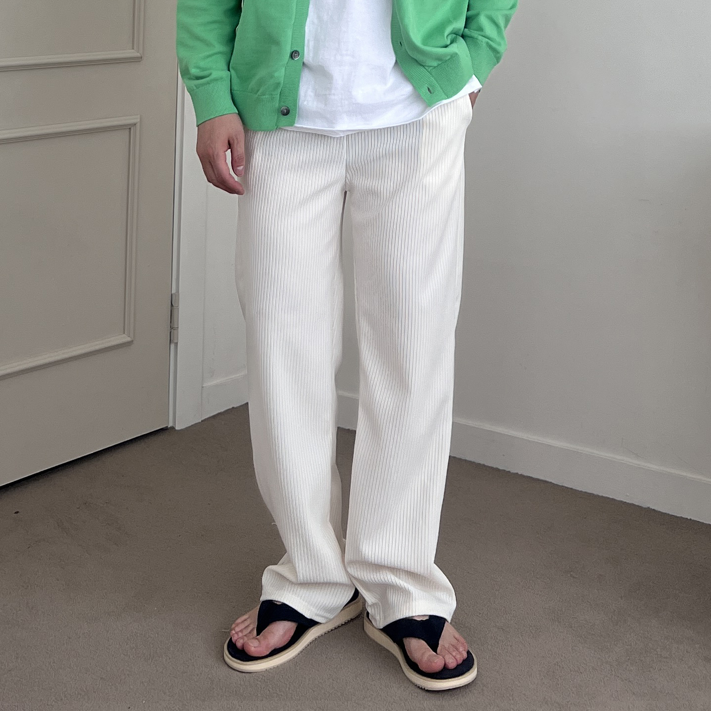 1+1 남자플리츠팬츠 남자와이드팬츠 여름슬랙스 냉장고바지 - 상세 이미지 3