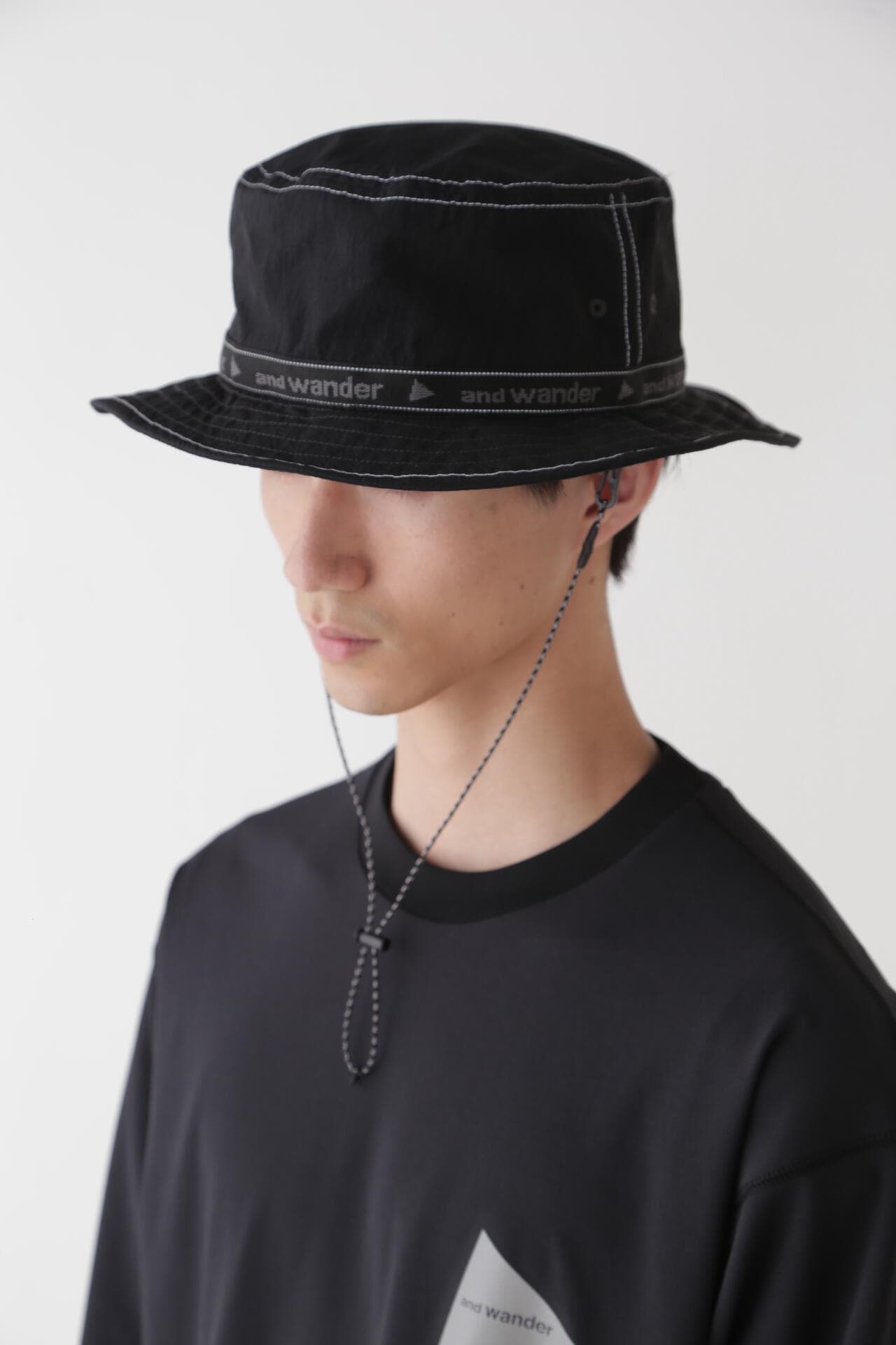 and wander 앤드원더 JQ 테이프 햇 모자 블랙 카키 24SS - 상세 이미지 3