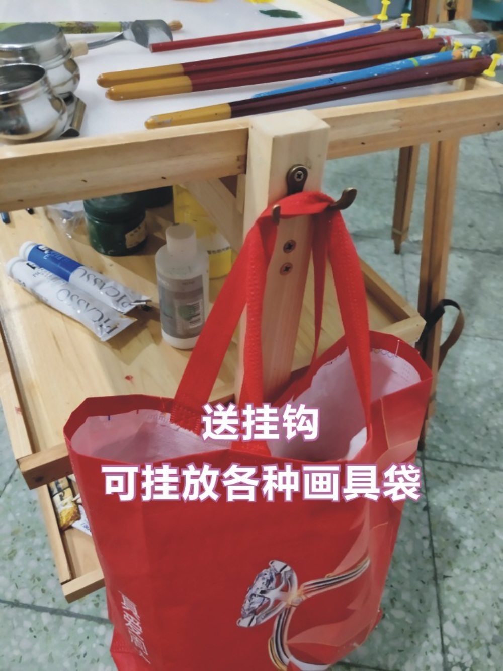 이젤 테이블 미술 예술 용지 물감 랙 작업대 - 상세 이미지 5