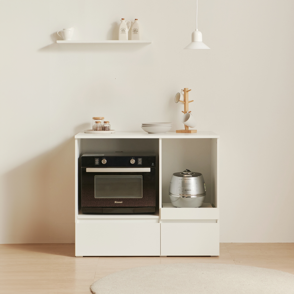 폴키친 광파오븐장 밥솥레일 전자레인지 선반 광파오븐렌지대 오븐장 수납장