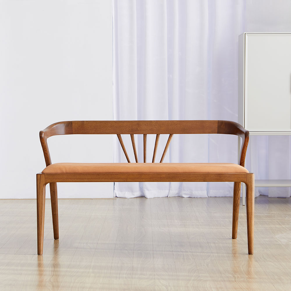 스코나 버네스 물푸레 애쉬 원목 아쿠아 패브릭 2인 등받이 벤치 의자 1100