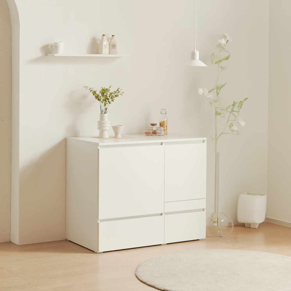 폴키친 광파오븐장 밥솥레일 전자레인지 선반 광파오븐렌지대 오븐장 수납장