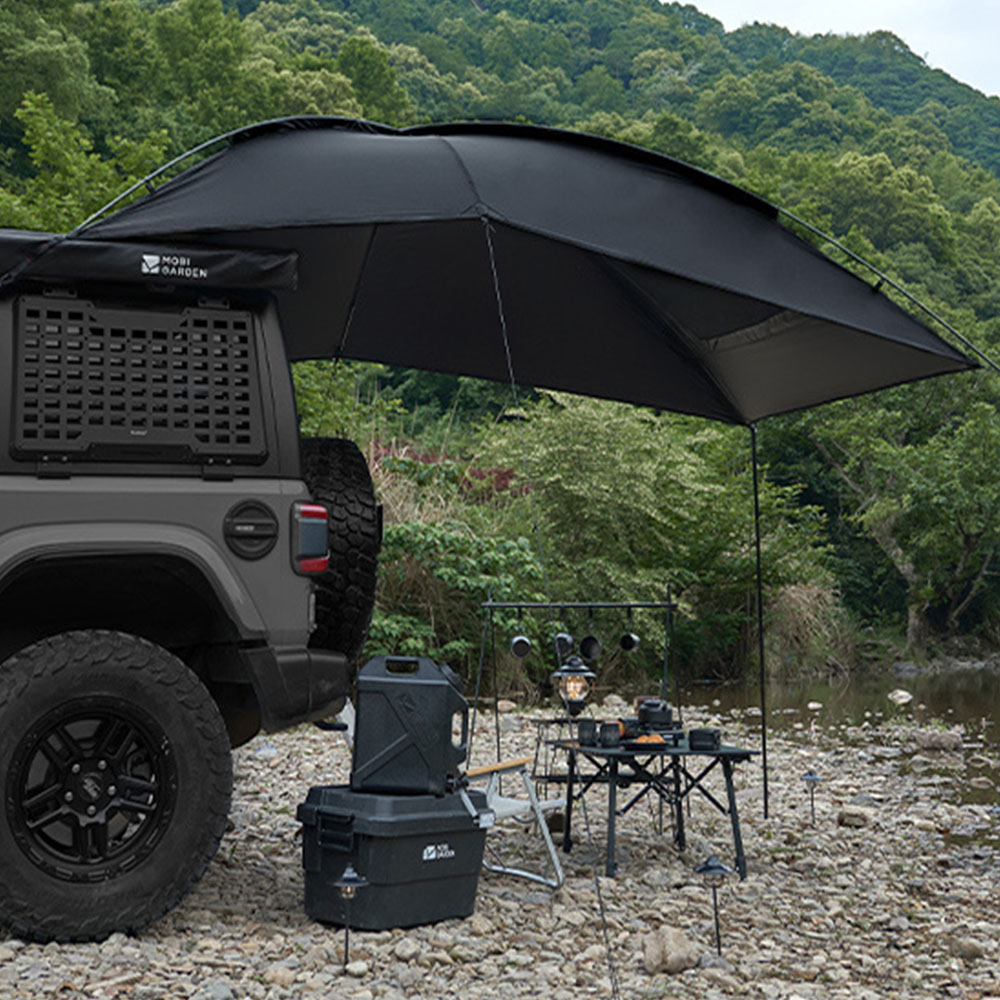 모비가든 차량용 블랙코팅 타프 그늘막 어닝 텐트 자동차 차박 쉘터 도킹