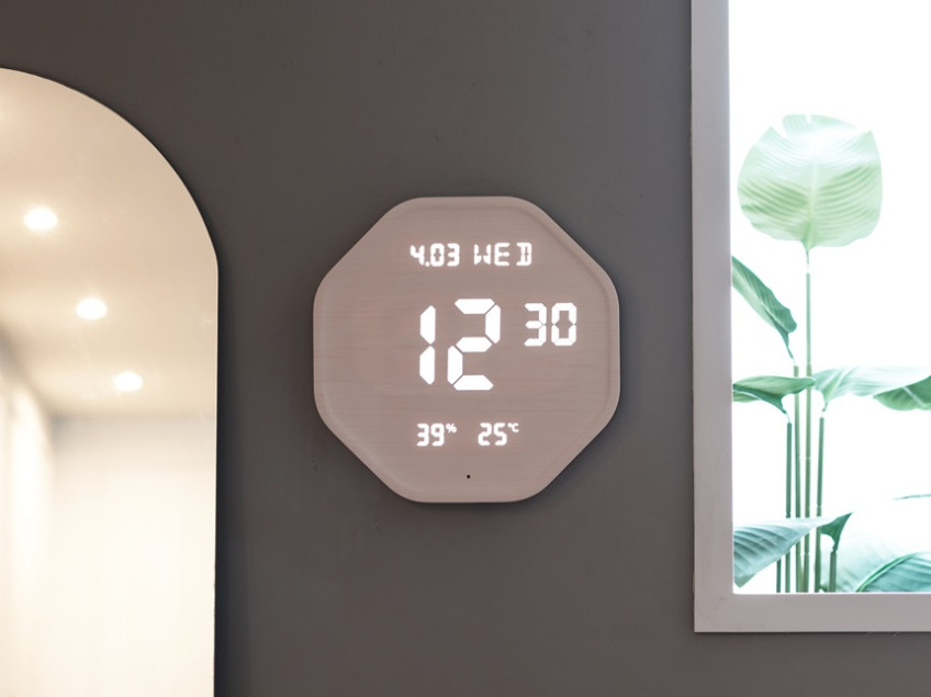 플라이토 WIFI 100%무선 LED 벽시계 인테리어 무소음 디지털 전자 예쁜 디자인 와이파이 루나온습도 판매처 상세 정보 이미지 2