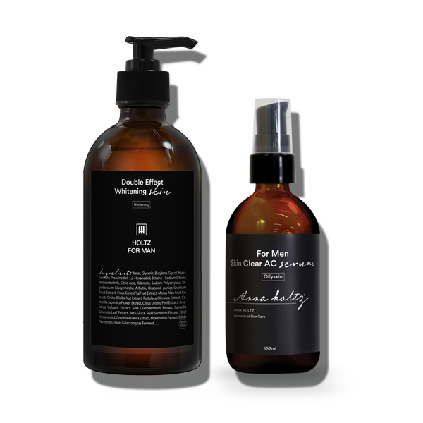 홀츠포맨 남성 남자 미백 스킨 토너 300ml 스킨 클리어 세럼 에센스 100ml 2종 세트 문제성 피부 개기름 화장품 - 메인 이미지