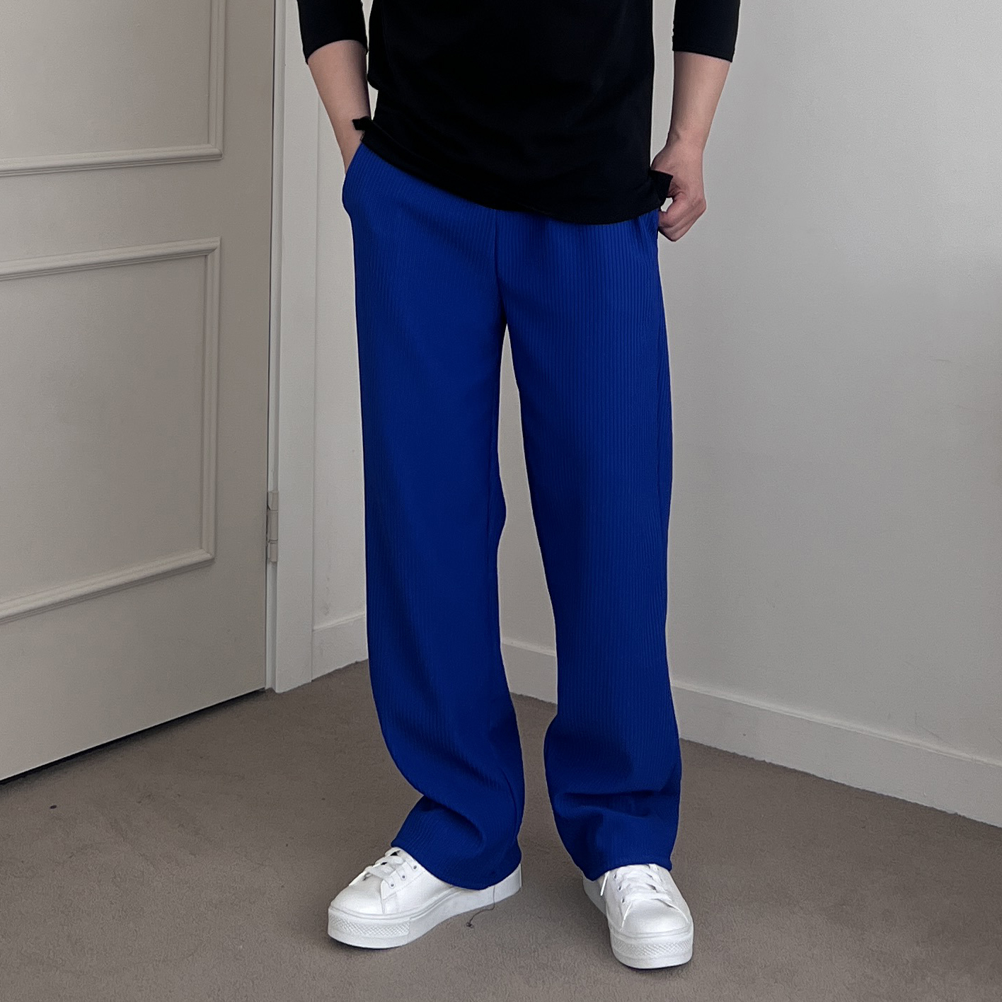 1+1 남자플리츠팬츠 남자와이드팬츠 여름슬랙스 냉장고바지 - 상세 이미지 4