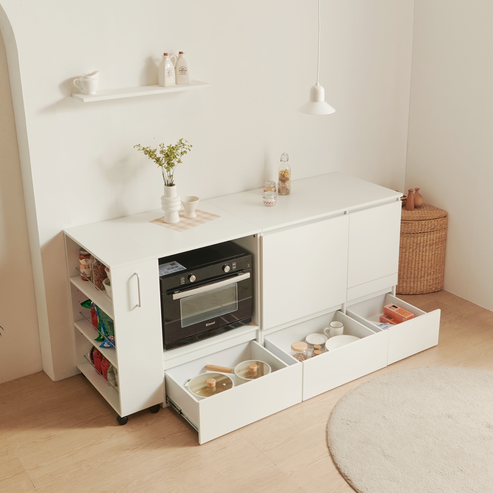 폴키친 광파오븐장 밥솥레일 전자레인지 선반 광파오븐렌지대 오븐장 수납장