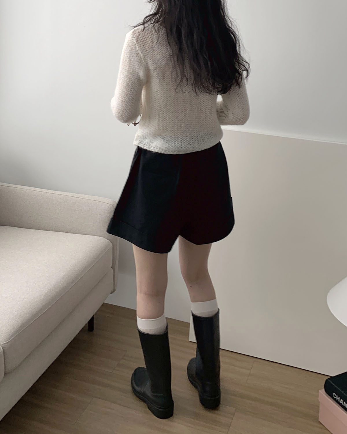 [당일발송] 아웃핏 카브라 숏츠 뒷밴딩 3부 A라인 반바지 코튼 핀턱 하프 팬츠 (2c) - 상세 이미지 4