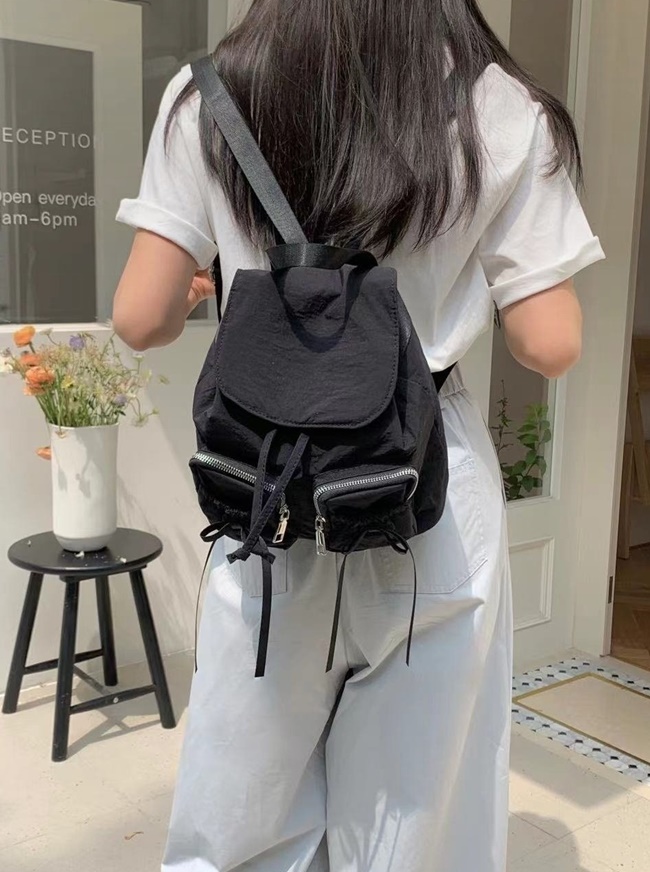 나일론 가벼운 투포켓 미니 백팩 여성 여행 데일리 캐쥬얼 가방 - 상세 이미지 2