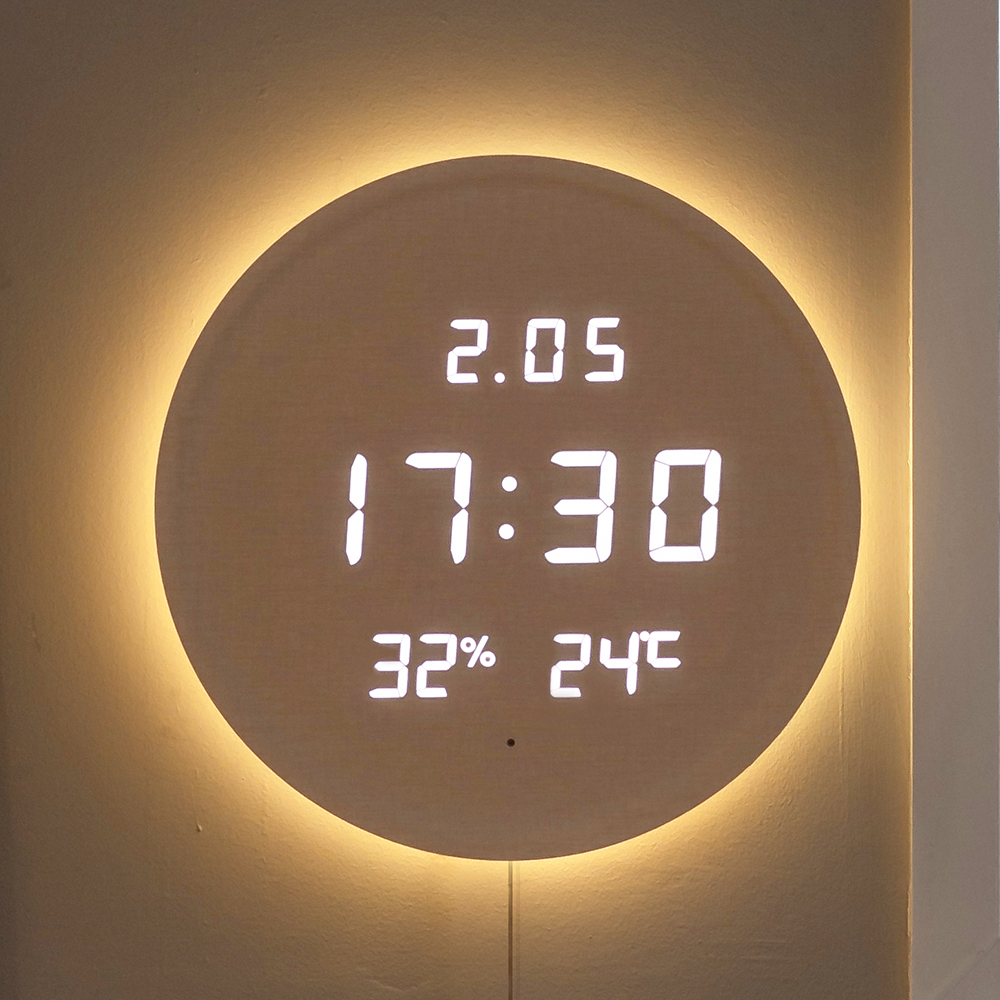 플라이토 3세대 루나 원형 온습도 와이파이 백라이트 LED 벽시계 29.5cm - 상세 이미지 4