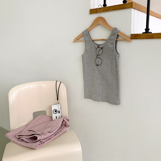 ❤20%쿠폰❤ [MOMENT JOY/국내제작/라운드,스퀘어넥] 카엘리 쫀쫀 베이직 라운드 기본 이너 골지 사계절 민소매 단가라 나시 상세 이미지 52