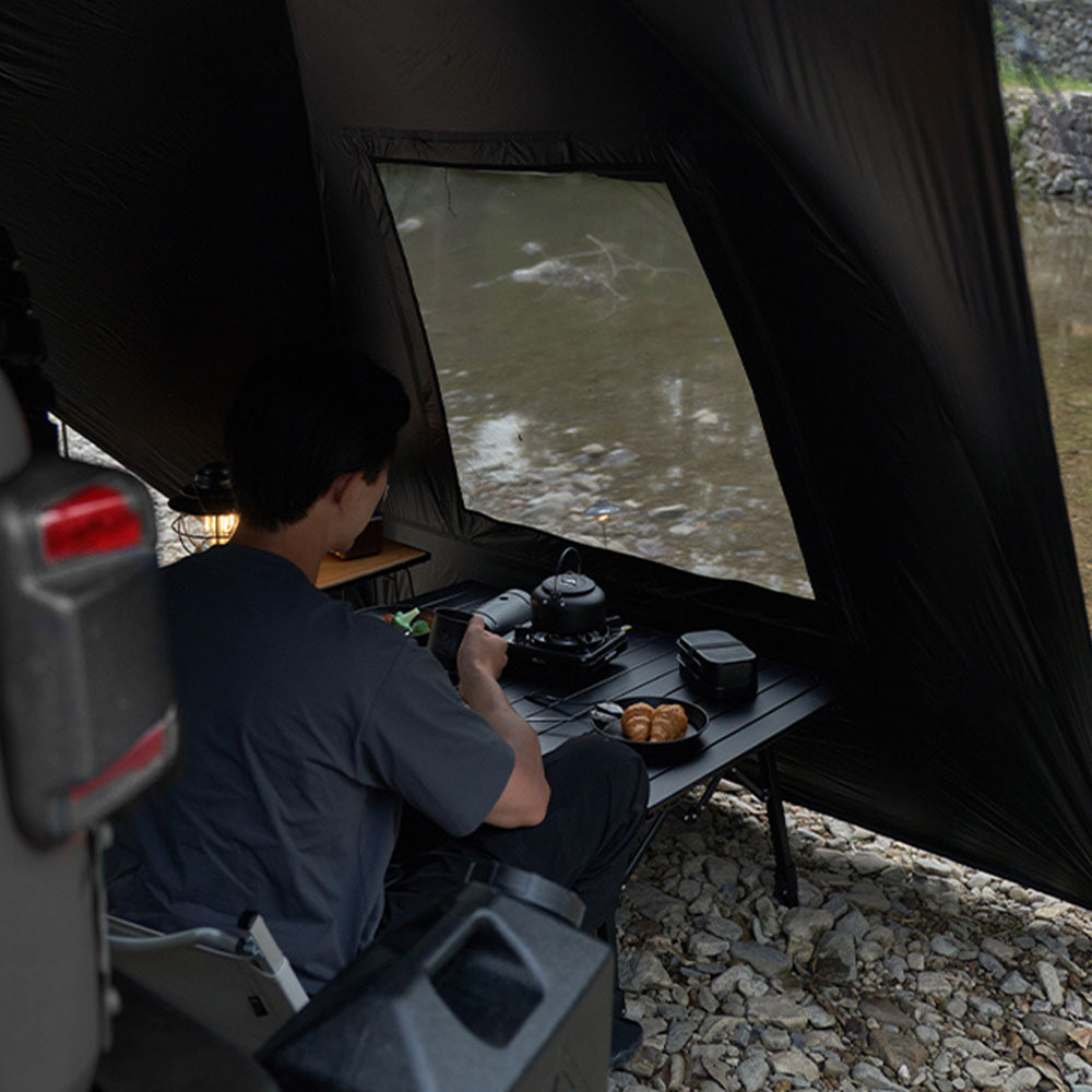 모비가든 차량용 블랙코팅 타프 그늘막 어닝 텐트 자동차 차박 쉘터 도킹