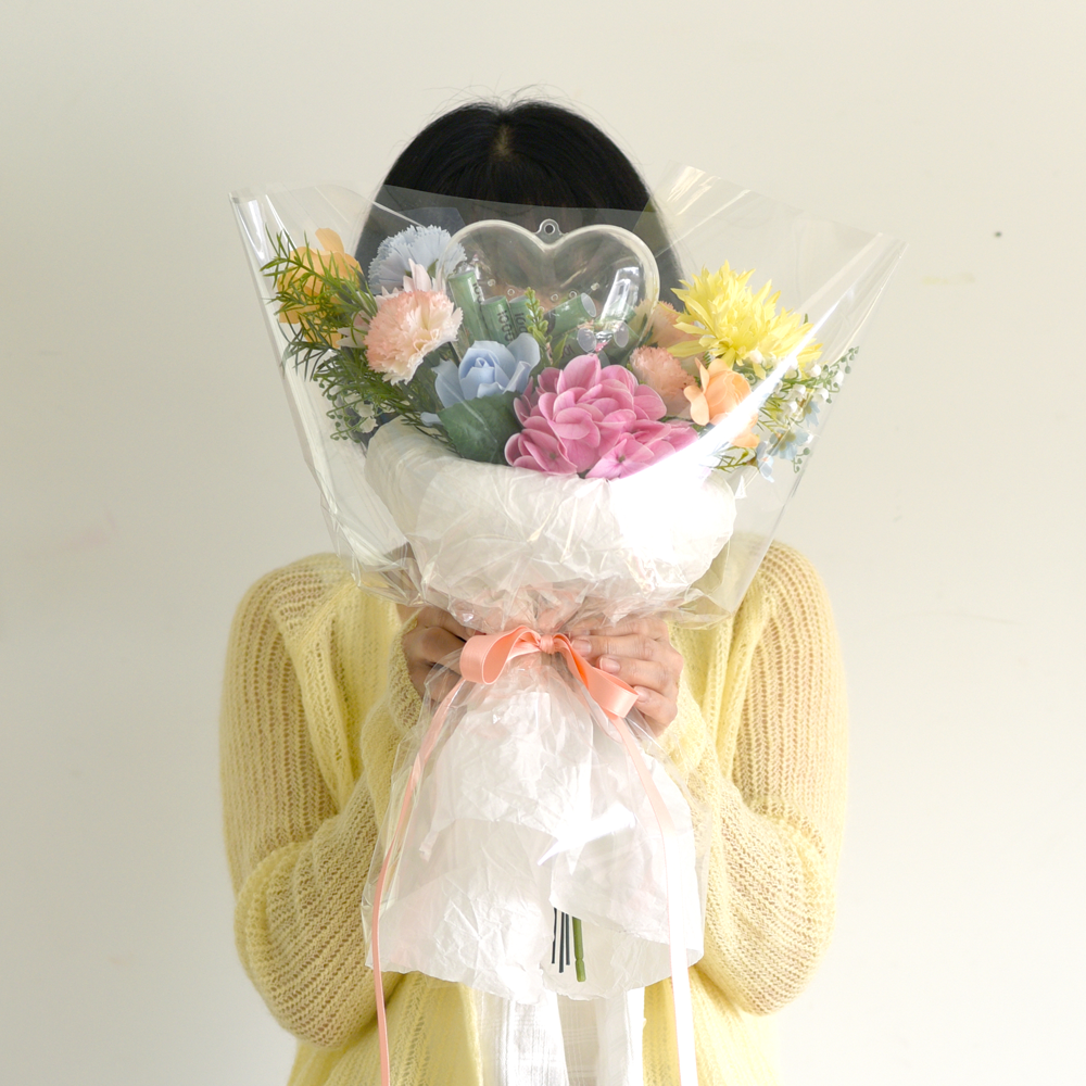 돈꽃다발 하트 용돈 현금 꽃다발 부모님 생일 생신 트로피칼 레터링스티커 없음 - 상세 이미지 4