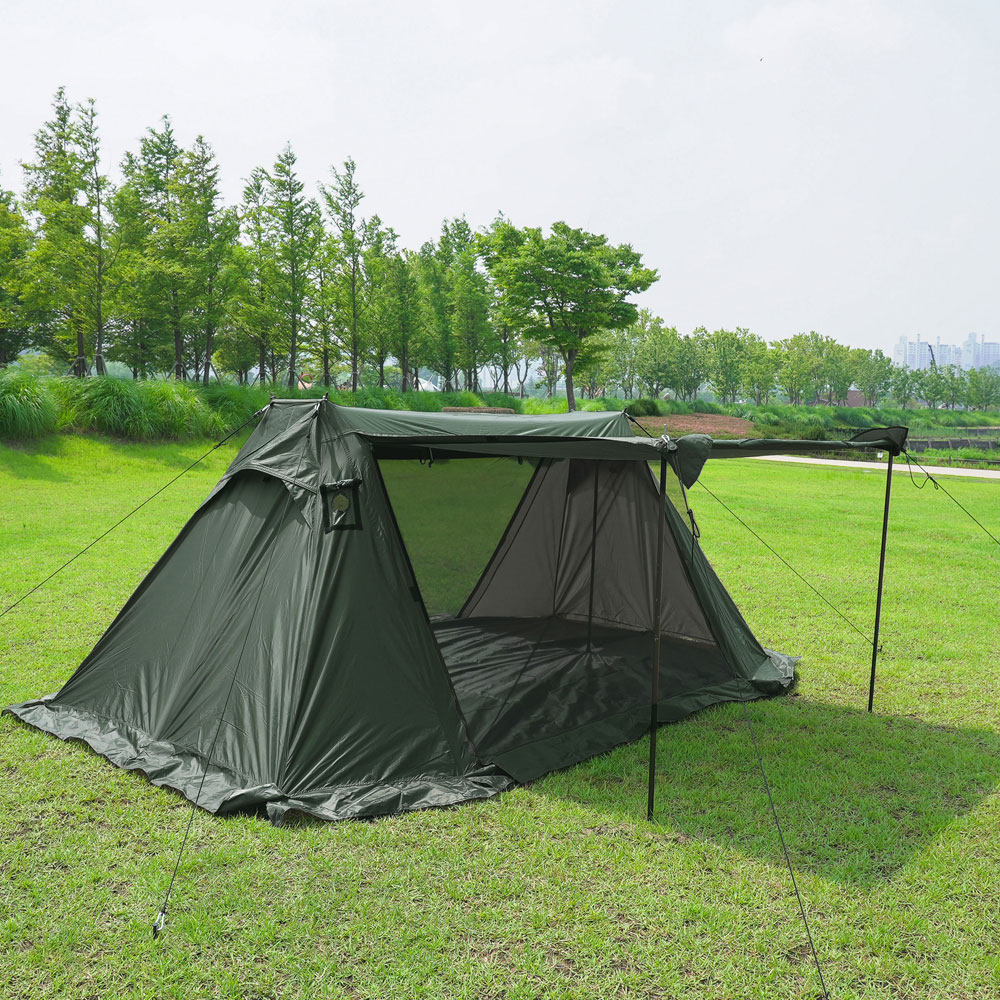 GOEUN 트라이 A형텐트 쉘터 카키 고은 백패킹 텐트 솔캠 군용 모토캠핑 미군 첼트반