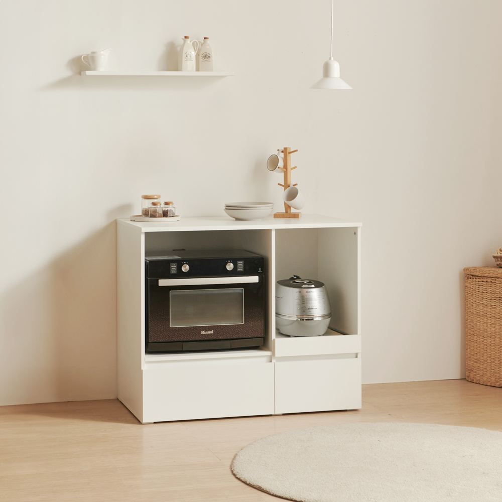 폴키친 광파오븐장 밥솥레일 전자레인지 선반 광파오븐렌지대 오븐장 수납장