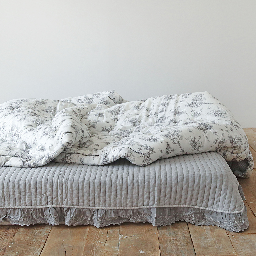 프랑수아 레이스 모달 스프레드 피그먼트 워싱 사계절 침대 이불겸패드 160x210