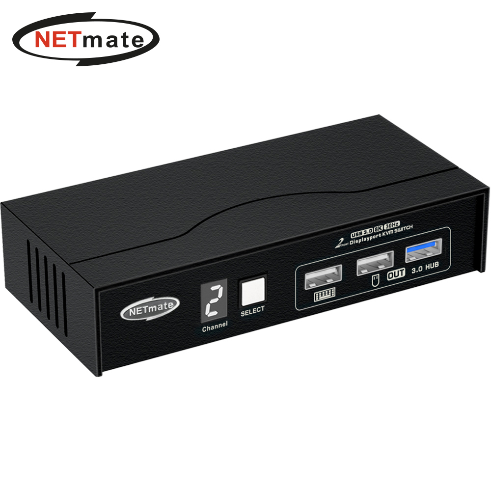 강원전자 넷메이트 8K 지원 Displayport KVM 2:1 스위치(USB) NM-DK8302P - 상품 이미지