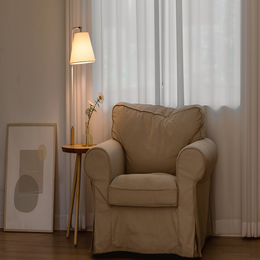 국산 LED 거실 장스탠드 플로어 스탠드 조명 내추럴우드