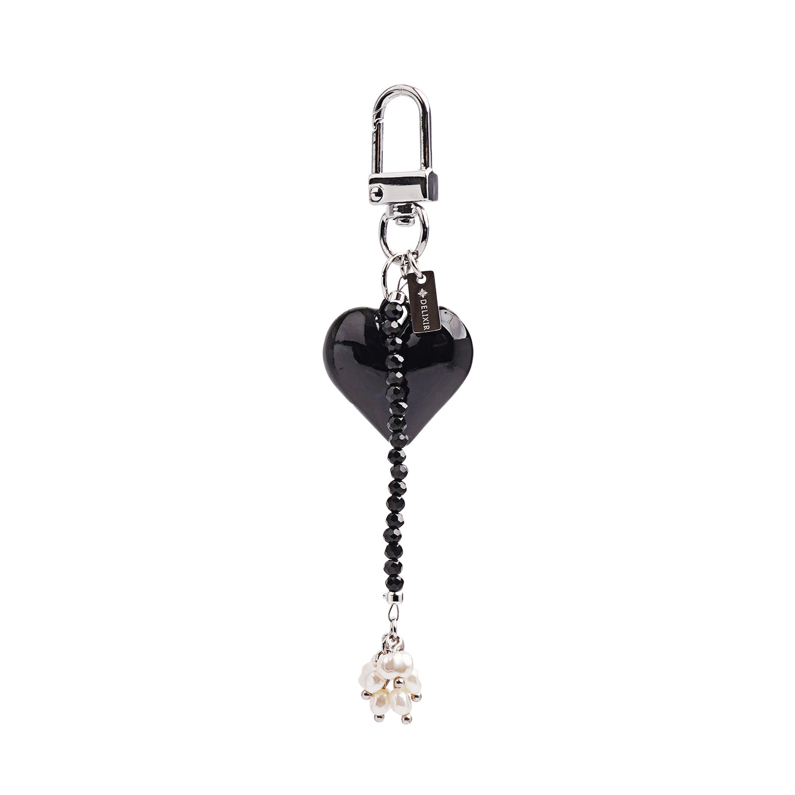 델릭서 블랙 통통 하트 참 진주 키링-가방 열쇠 고리 아크릴 키홀더 커플 우정 악세사리 이미지 6