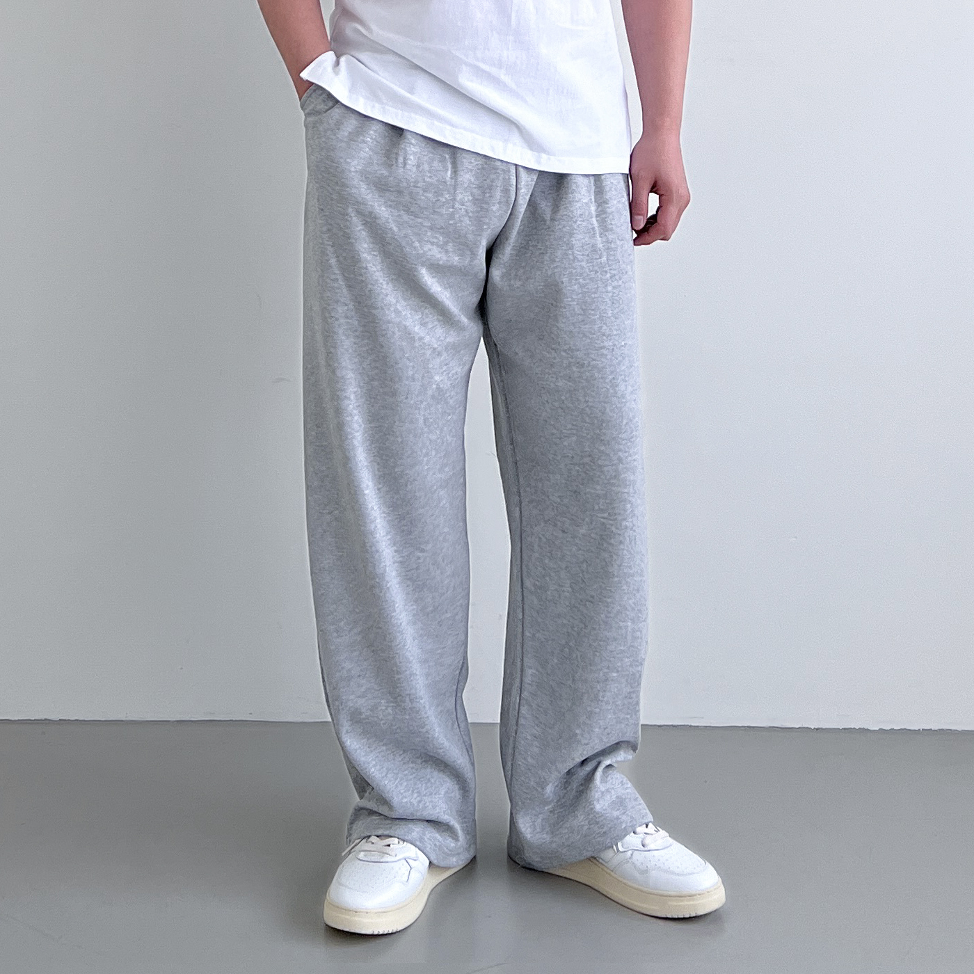 남자 스웻팬츠 와이드트레이닝팬츠 카펜터팬츠 스웨트 통넓은바지 회색 빅사이즈 - 상세 이미지 3