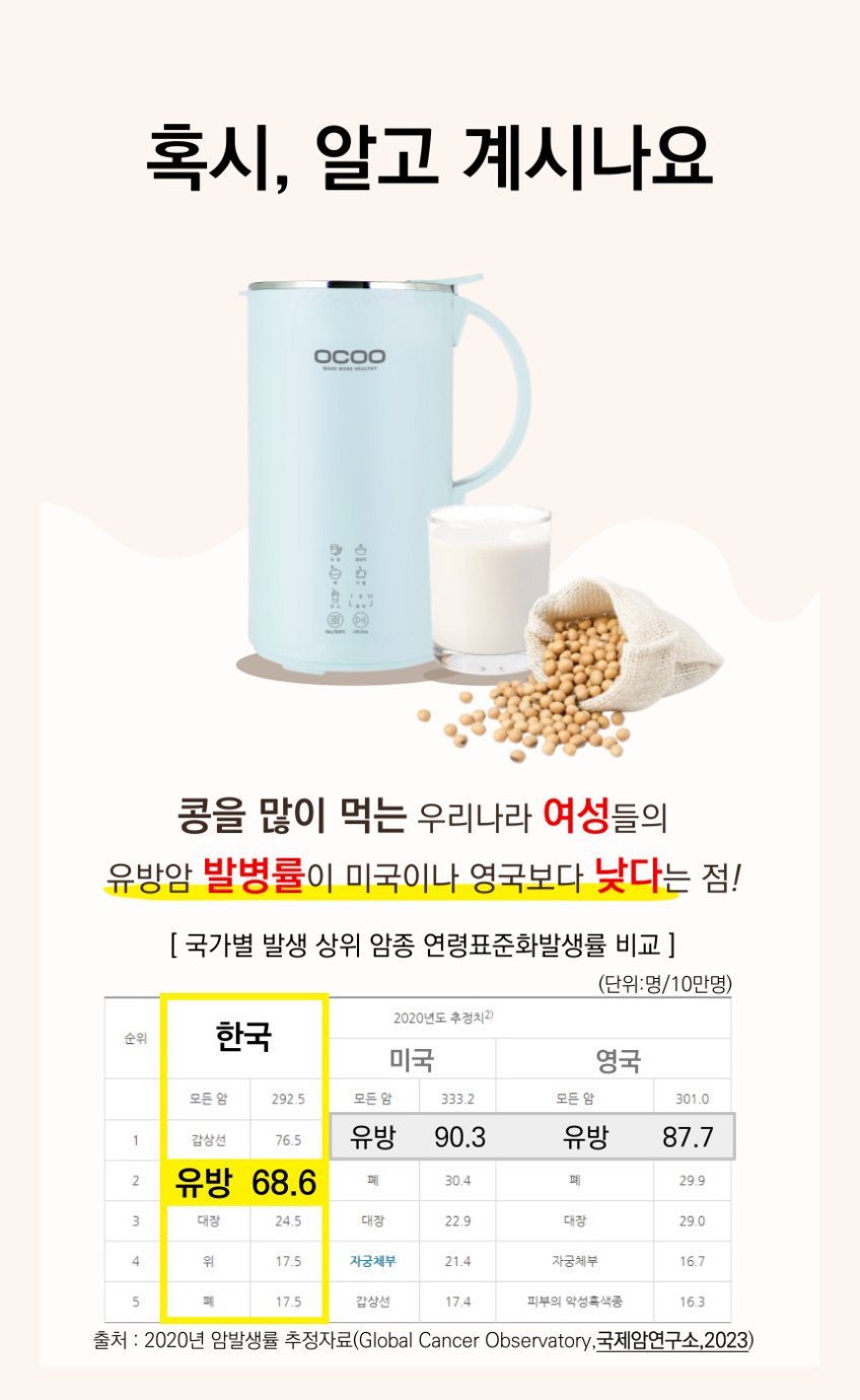 오쿠 올스텐 두유제조기 OCC-BM680 콩비지 열세척 이유식 판매처 상세 정보 이미지 4