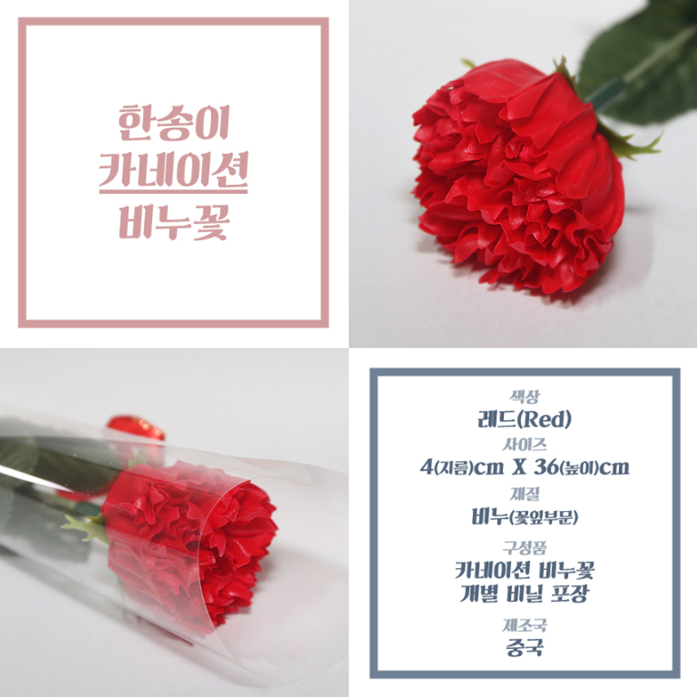 카네이션한송이 비누꽃 스승의날 어버이날 선물 시들지않는꽃 - 상세 이미지 2