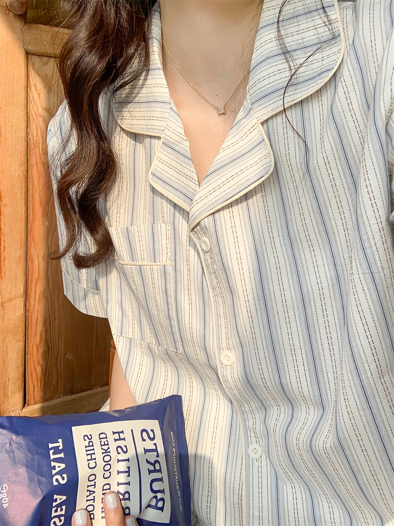 (커플잠옷) (이나반팔잠옷세트) 여성 남성 신혼 연인 반바지잠옷 파자마 여름 봄 상세 이미지 16