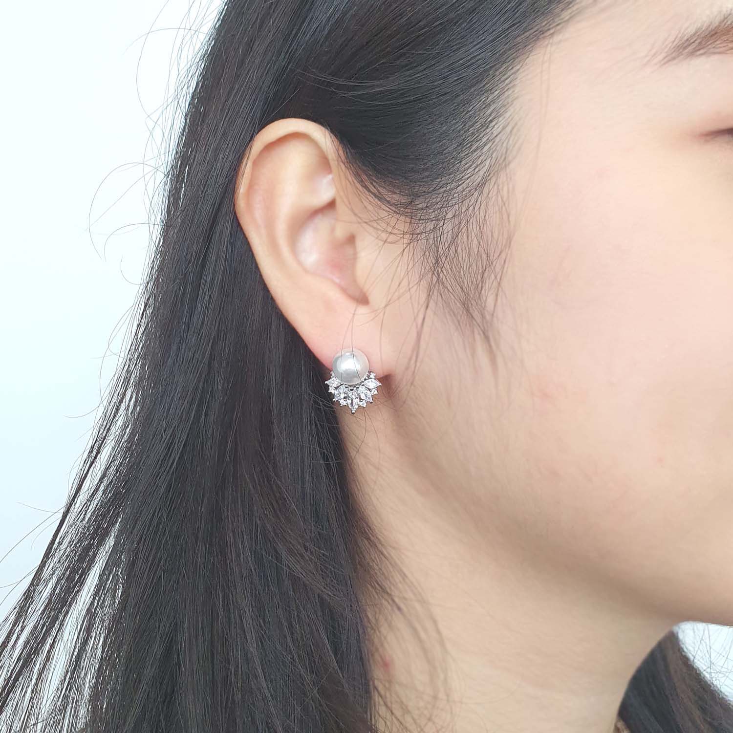 야랑쥬얼리 Multi 큐빅 진주 Stud 귀걸이 - 상세 이미지 2