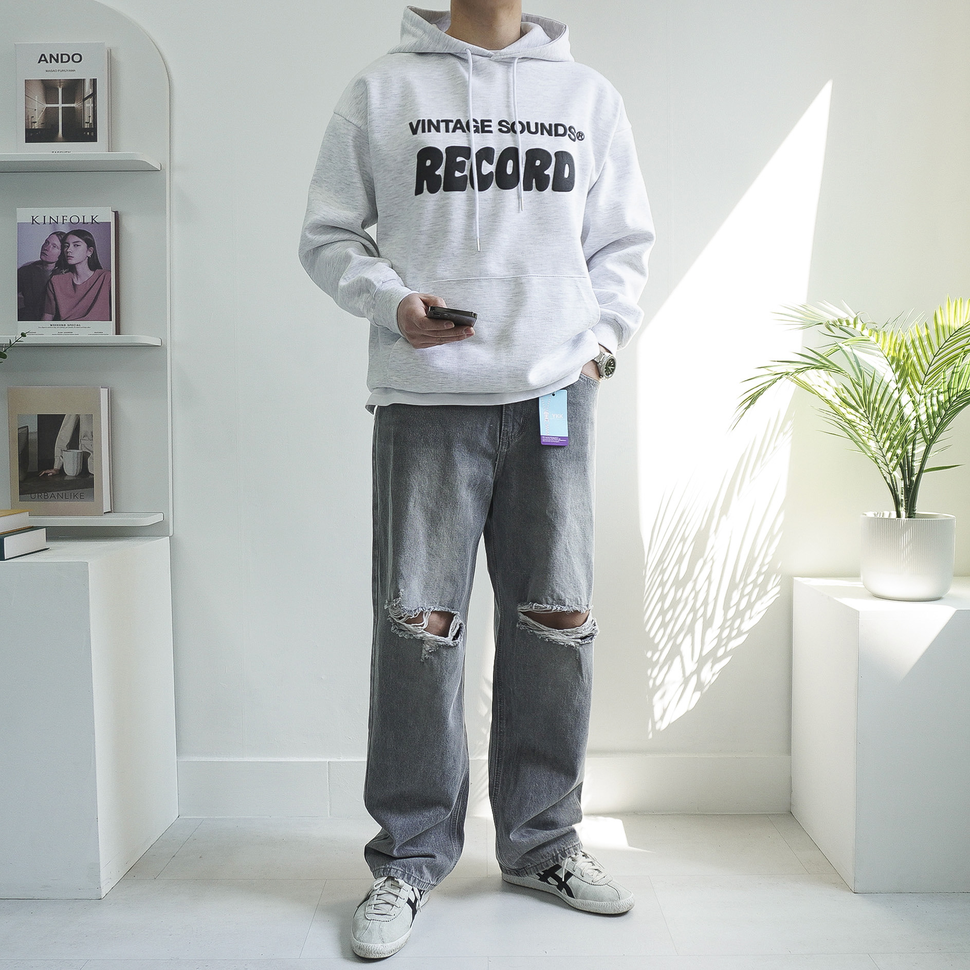 S-3XL 노수선 남자 워싱 데미지 청바지 무파진 찢청 데님 팬츠 4color 이미지 7