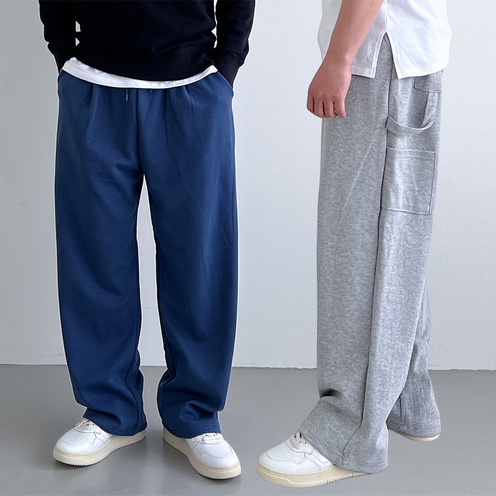 남자 스웻팬츠 와이드트레이닝팬츠 카펜터팬츠 스웨트 통넓은바지 회색 빅사이즈 - 상품 이미지