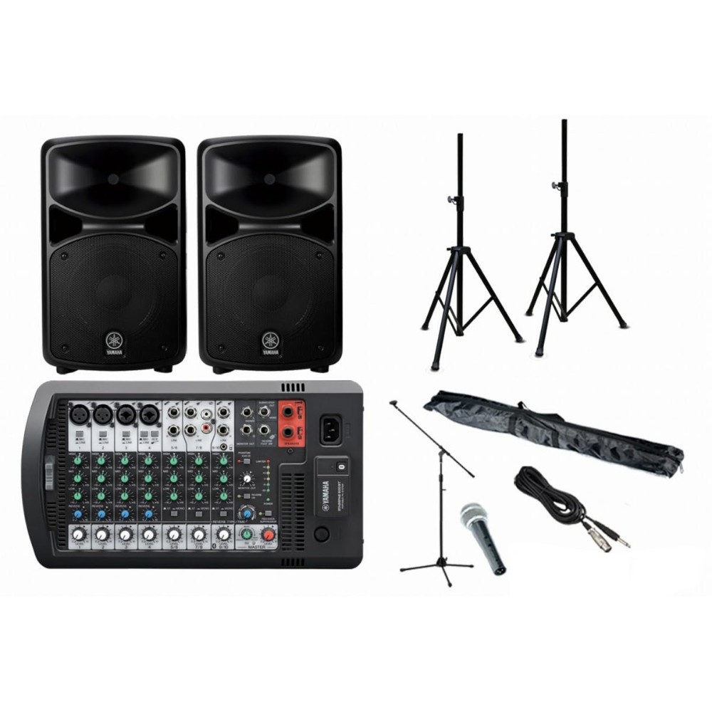 야마하 블루투스 PA시스템 스피커 스탠드 + 마이크세트 STAGEPAS600BT 무대 공연 - 상품 이미지