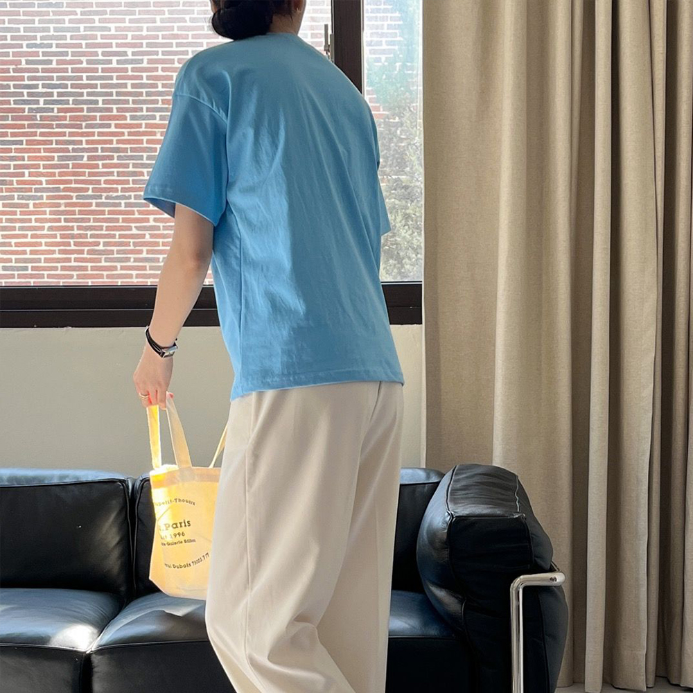 레터링 배색 여자 반팔 프린팅 티셔츠 여성 기본티 핑크 - 상세 이미지 5