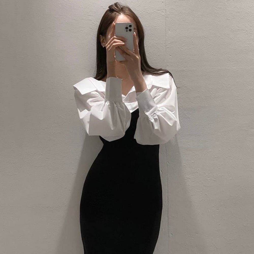 원더풀월드 7화 임세미 카라 배색 셔츠 모던한 세련된 옷 패션 의상 야한사진관 권나라 - 상세 이미지 3