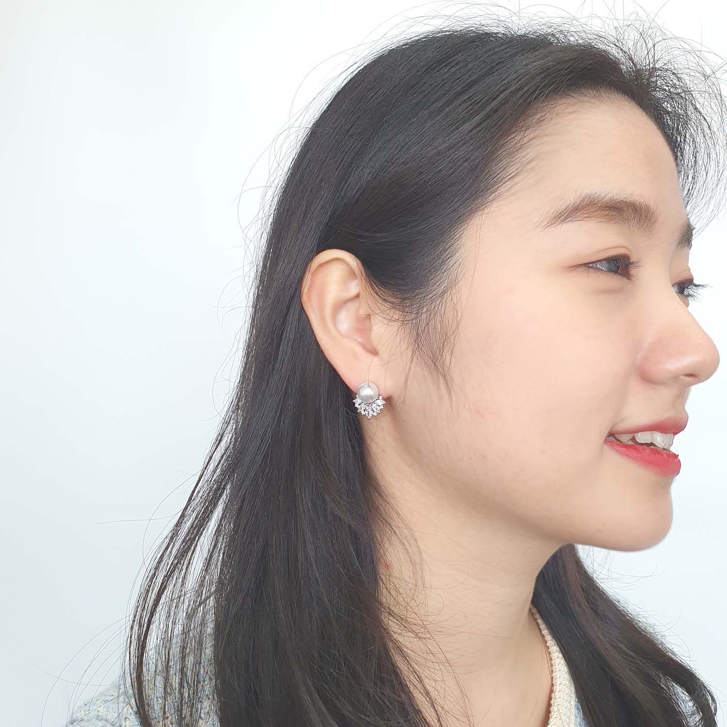 야랑쥬얼리 Multi 큐빅 진주 Stud 귀걸이 - 상세 이미지 4