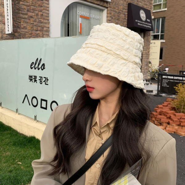 봄 여름 주름 벙거지 여성 버킷햇 색상 2종 택1 - 상세 이미지 4