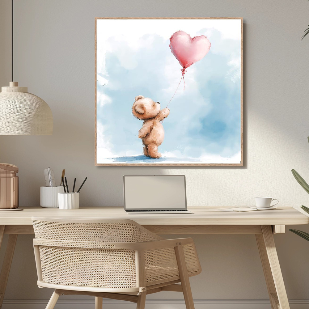 풍선든바오 80cm x 80cm 무광오크 알루미늄액자 - 상세 이미지 3