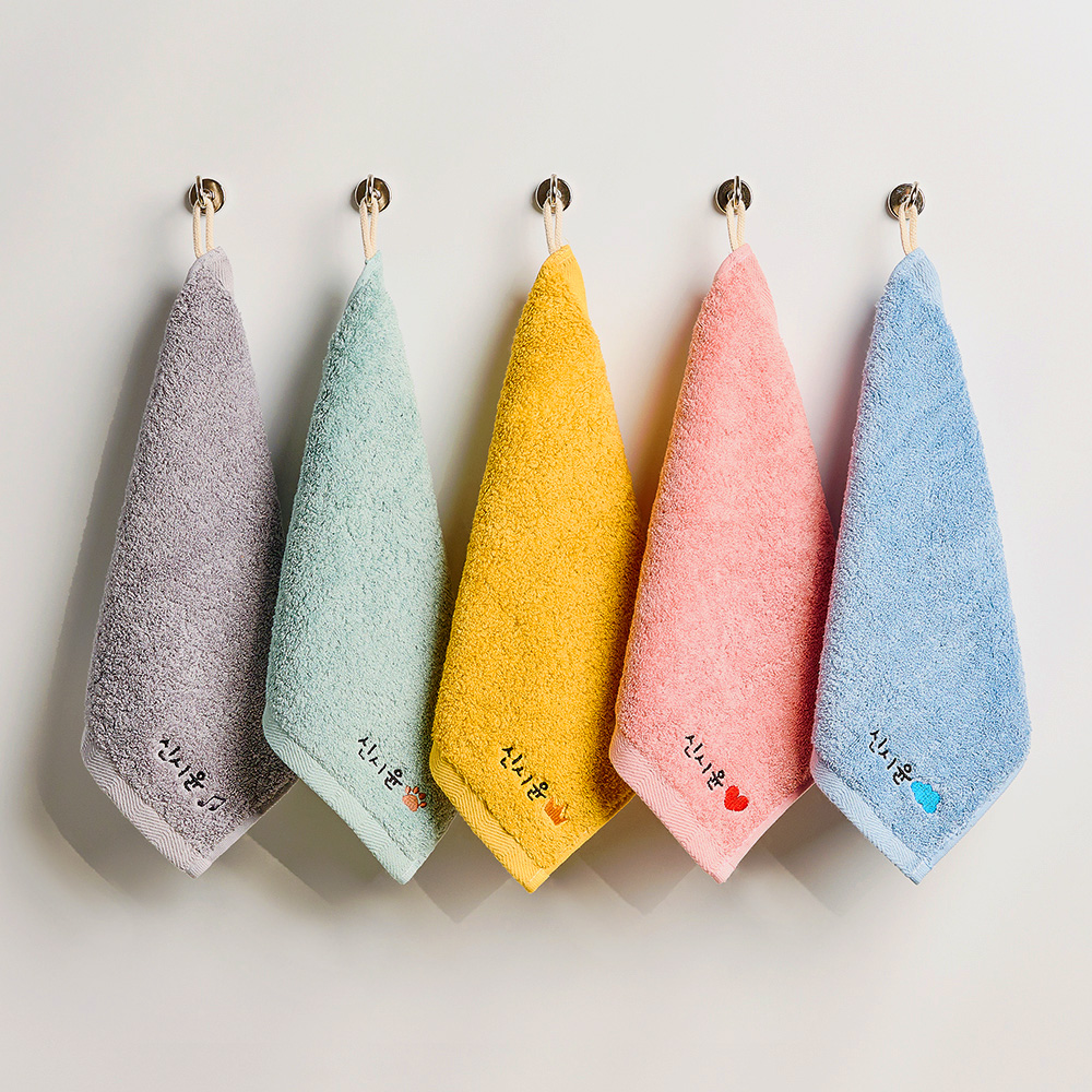 [단독]코튼리빙 무형광 유치원 어린이집 수건 40수 고리수건 5장+이름자수무료