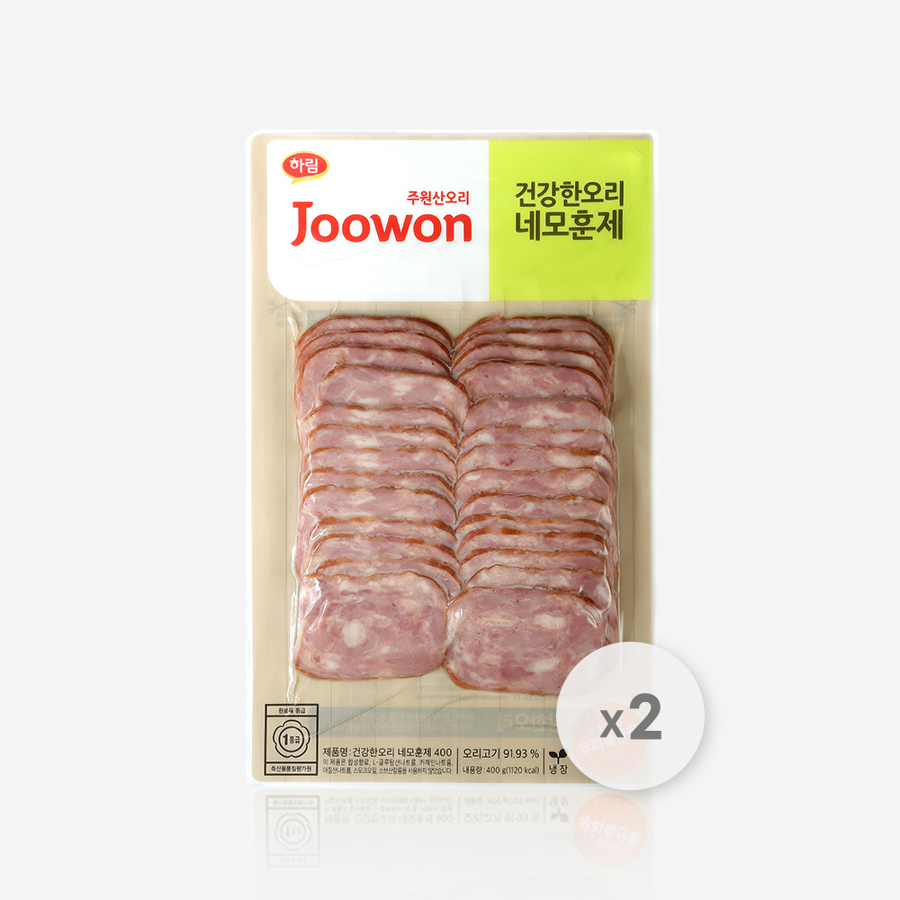 하림 주원산오리 건강한 오리 네모 훈제 400g x 2팩 무항생제 오리고기 국산100%