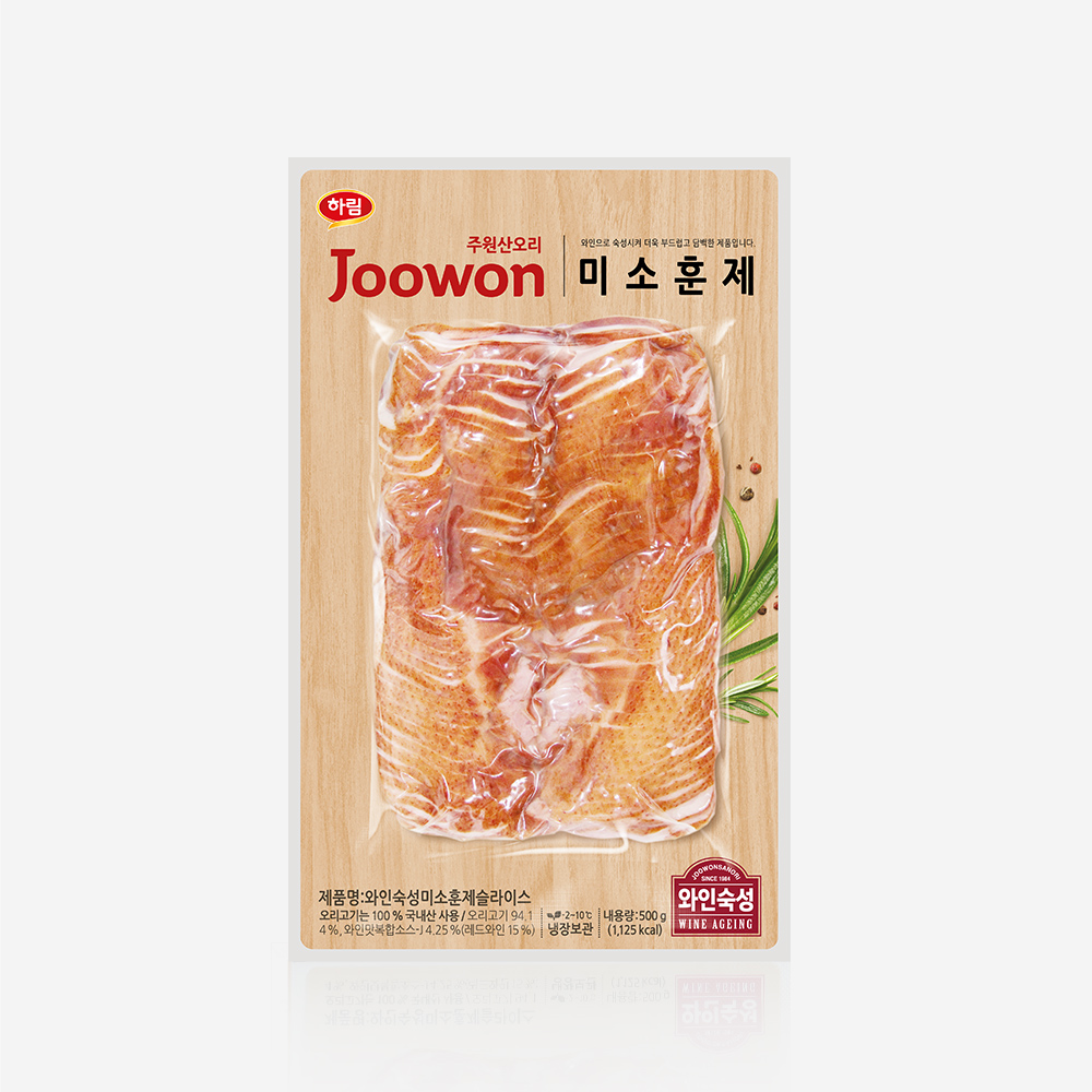 하림 주원산오리 와인숙성 미소 오리 훈제 슬라이스 500g 오리고기 국산100%