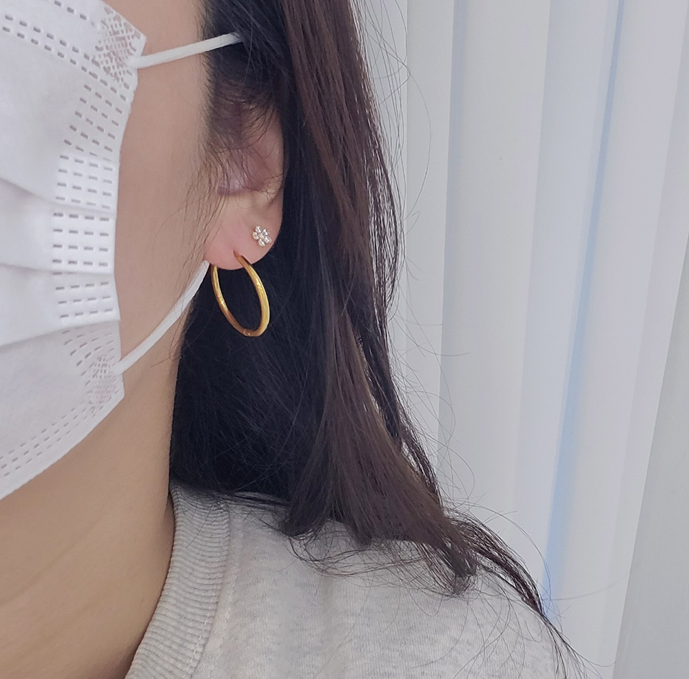 써지컬스틸 링 여배우 기본 후프 링귀걸이 12/14/16/20/30/40mm 이미지 7