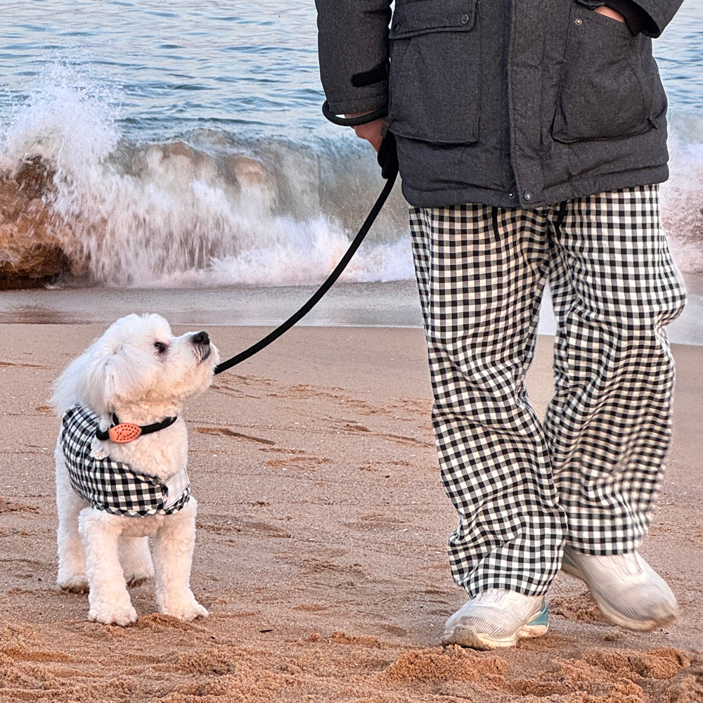 국산 강아지파자마 실내복 강아지잠옷 체크 파자마 커플옷 D체크독(블랙)