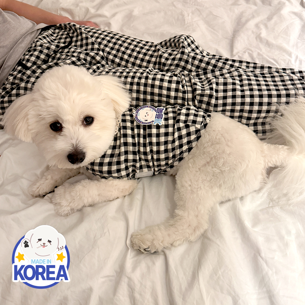 국산 강아지파자마 실내복 강아지잠옷 체크 파자마 커플옷 D체크독(블랙) 이미지 7