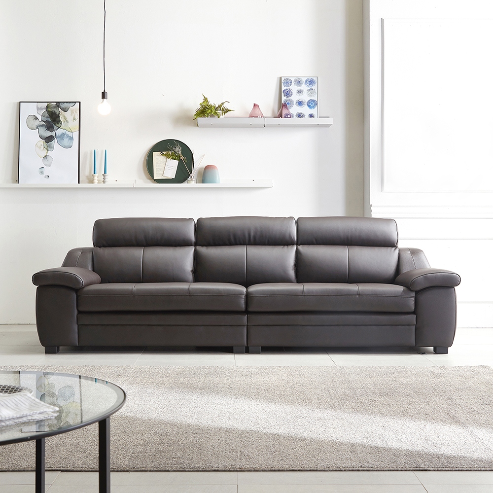 동서가구 엘리나 천연면피가죽 4인소파 DF909040