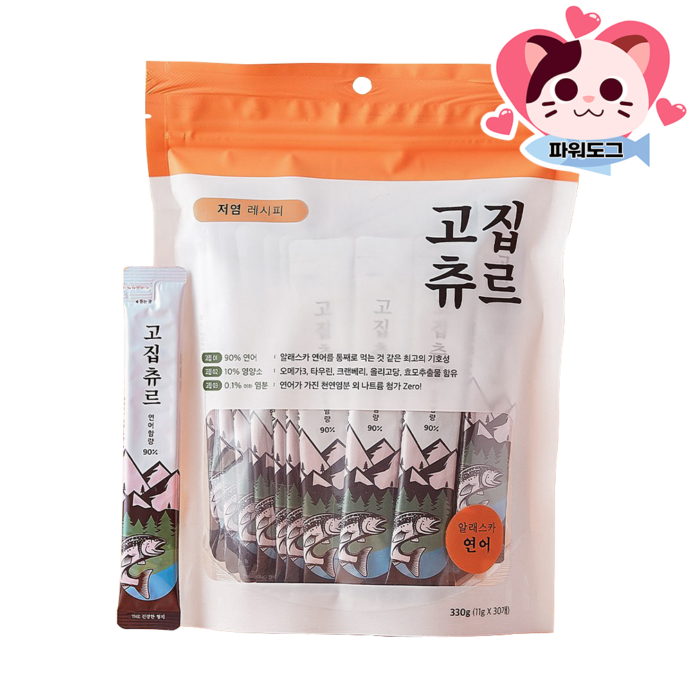 고집츄르 저염레시피 고양이 간식 대용량 북태평양 대구, 11g, 30개 - 상세 이미지 4