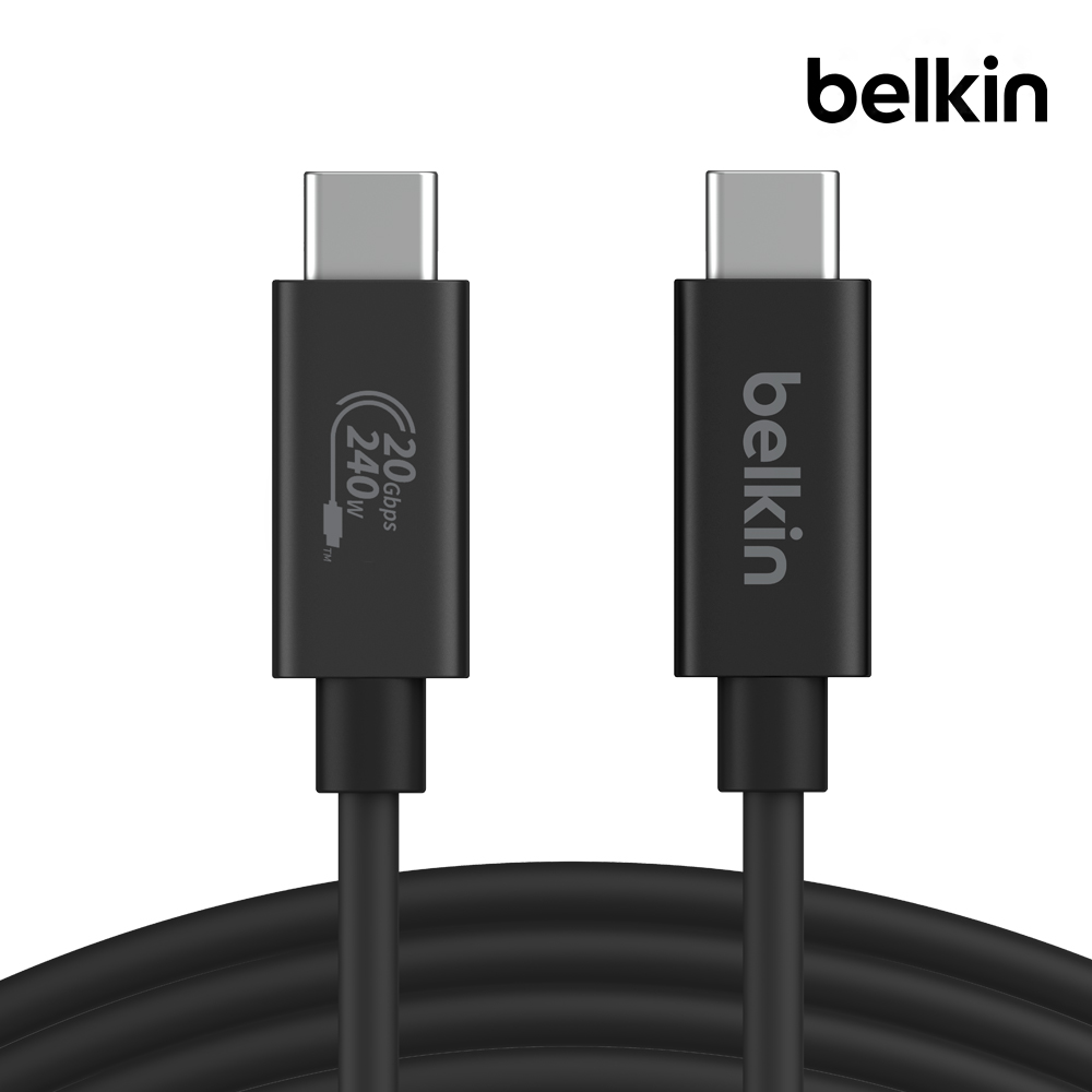 벨킨 240W USB4 C타입 초고속 충전 케이블 20Gbps 2M INZ004bt2M 아이폰17 맥북 에어 프로 M5 아이패드 태블릿 노트북 호환 - 상품 이미지