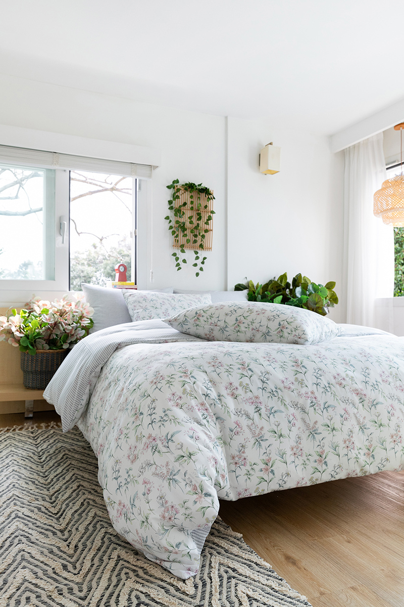 100% MODAL 울트라 모달침구세트 [그레이플라워] 스트라이프&플라워 신혼이불 SS Q K SK