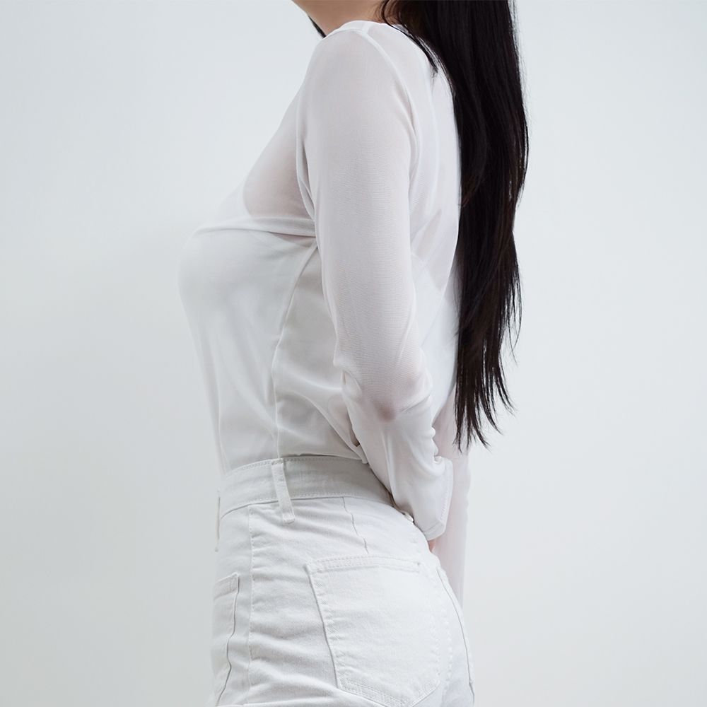 [6color]라운드 시스루 레이어드 티 블랙 이미지 6