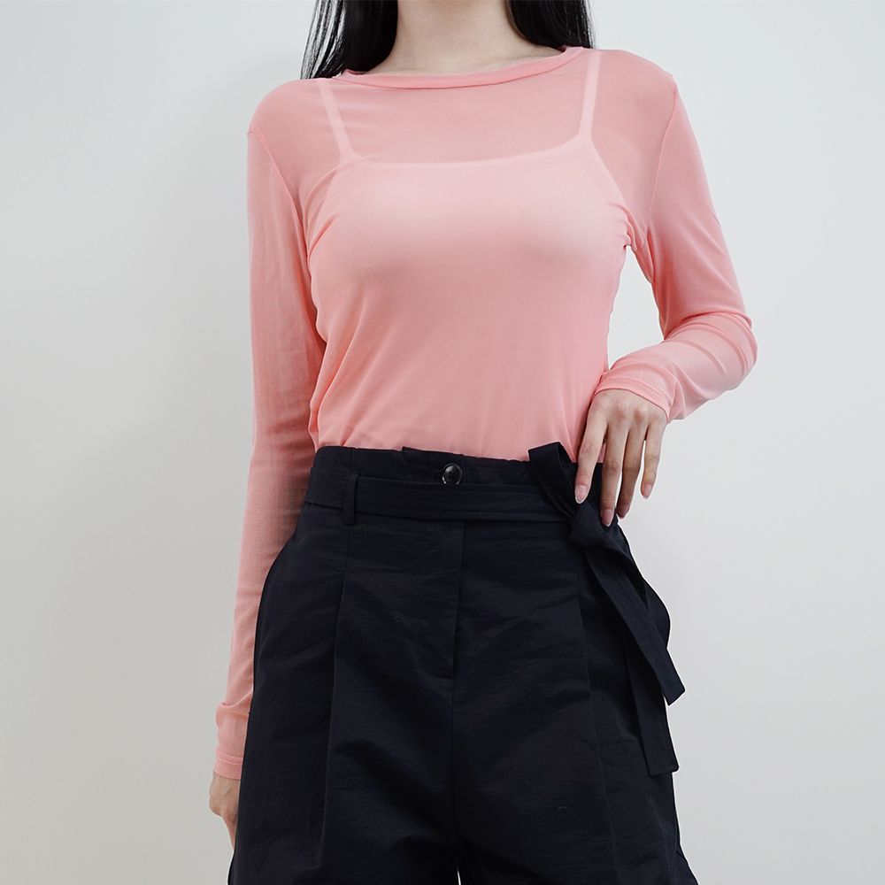 [6color]라운드 시스루 레이어드 티 블랙 - 상세 이미지 4