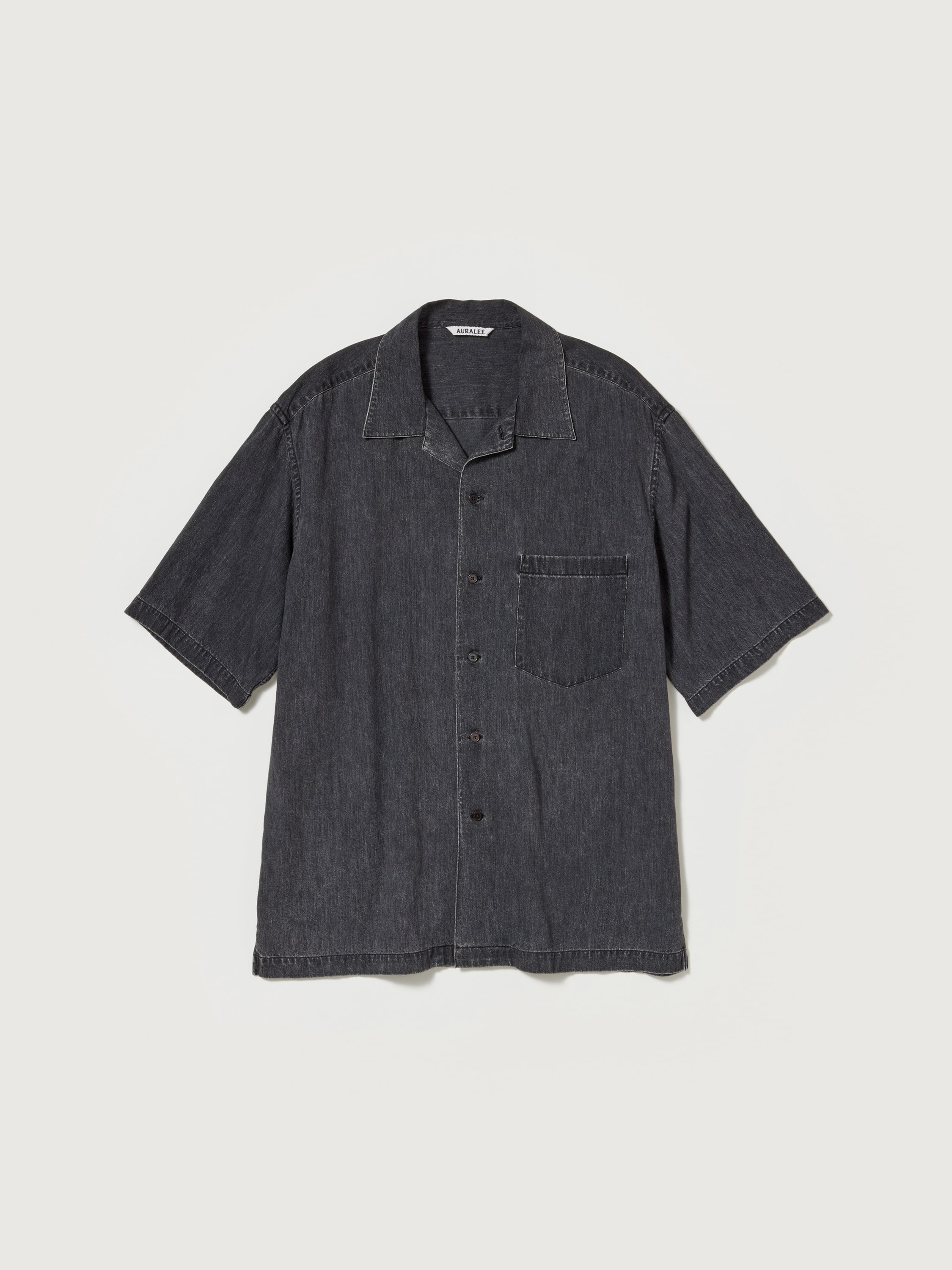 오라리 AURALEE SELVEDGE SUPER LIGHT 데님 하프 슬리브 셔츠 - 상세 이미지 2